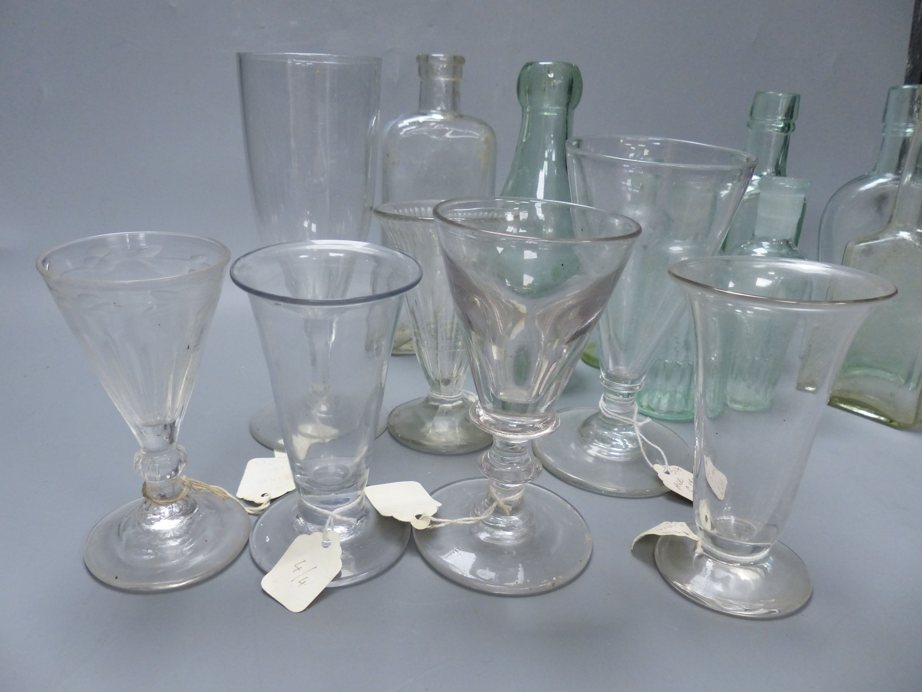 A collection of glasses and bottles, 19th century and later